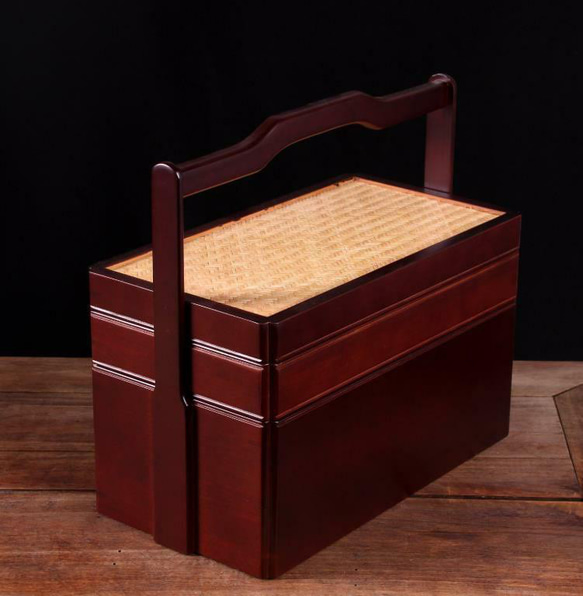 民芸職人手作り 自然竹の編み上げ 茶籠 茶道具収納 古風便攜