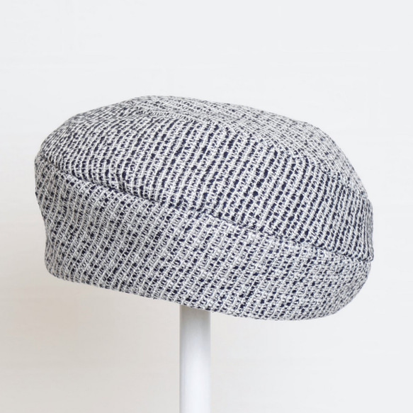【受注製作】モノトーン ツイードのベレー帽  秋冬のベレー帽 3枚目の画像