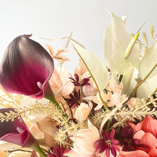 レンタルブーケ】 ドライ風ブーケ オレンジ×ホワイト ウェディング