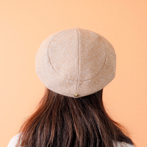 柔らかいベージュ ベージュ ウール ベレー帽 秋冬 帽子 レディース