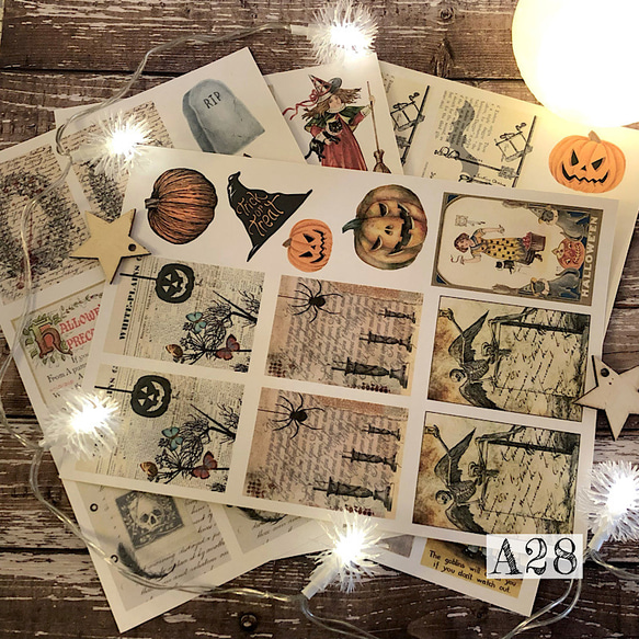 送料無料【A28 コラージュ素材】シール ハロウィン ジャーナル