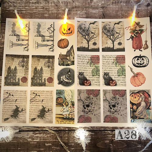 送料無料【A28 コラージュ素材】シール ハロウィン ジャーナル