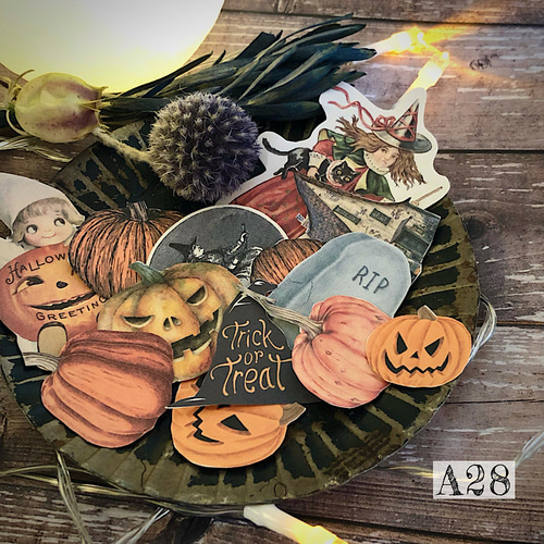 送料無料【A28 コラージュ素材】シール ハロウィン ジャーナル