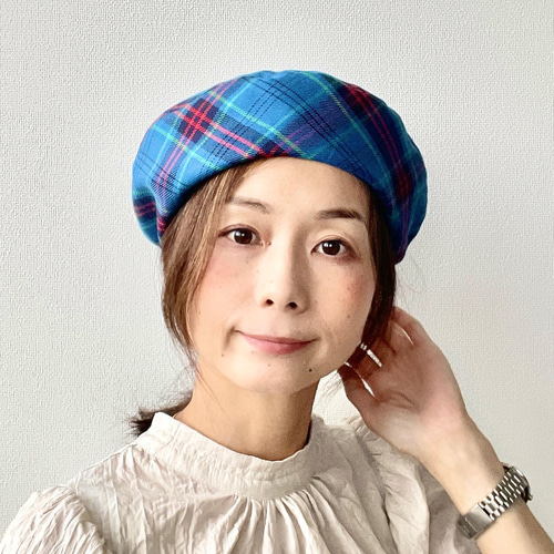 チェック柄 ベレー帽 ネイビー Vivienne Westwood チェック柄 刺繍