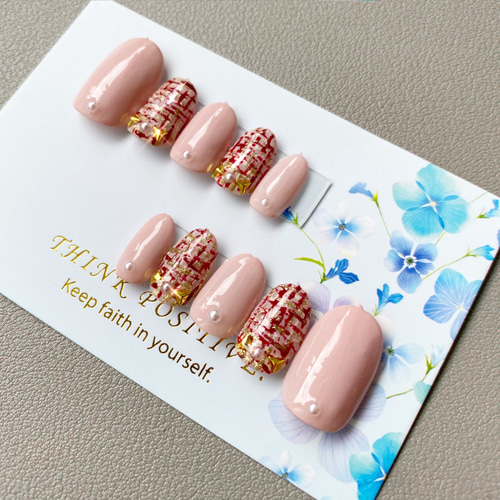 【オーダー】ネイルチップ クリスマスネイル ツイード 量産型 冬ネイル リボン ❤︎ツイードネイルまとめ❤︎ . #ツイードネイル #ツイード #ネイル