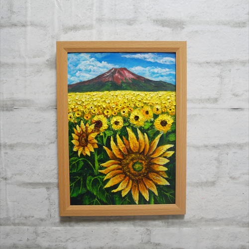 油絵 絵画 【ひまわり畑の富士山】 油絵 油彩 油彩画 絵 絵画 【ひまわり畑の富士山】 絵画 HR