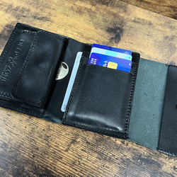 栃木レザー　コンパクト財布　ブルー 7枚目の画像
