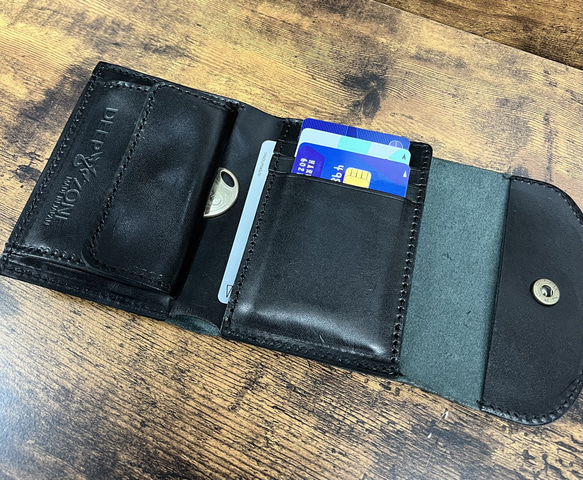 栃木レザー　コンパクト財布　ブルー 7枚目の画像