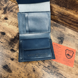 栃木レザー　コンパクト財布　ブルー 4枚目の画像
