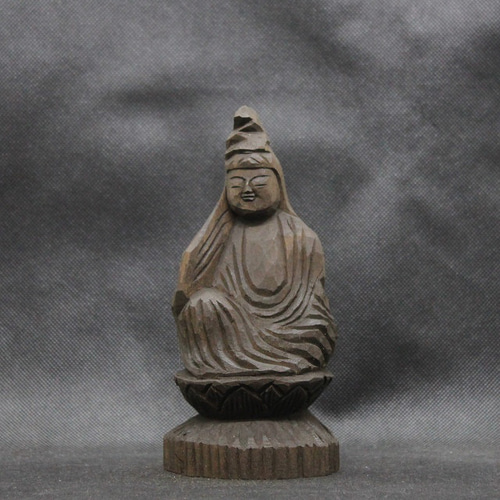 仏教美術 空仏 木喰 聖観音 高36.2cm(A259)