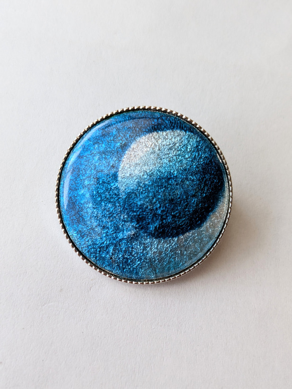 再販 七宝焼ブローチ・ペンダント「月ふたつ」 1枚目の画像