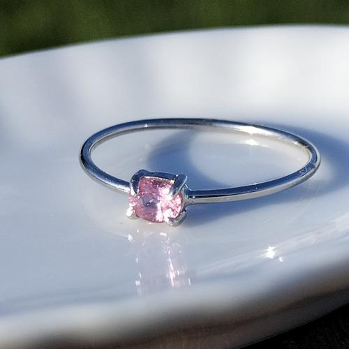 天然パパラチアサファイアのシルバーリング ソーティング付 11号