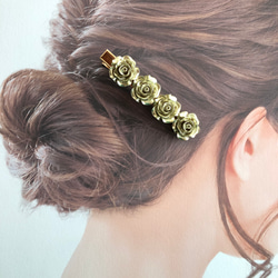 フラワー お花 ウェディング 結婚式   ゴールド   髪留め ヘアクリップ  ハンドメイド 3枚目の画像