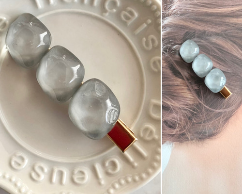 ハンドメイドボタンカボションピアス・ヘアクリップ用セット①