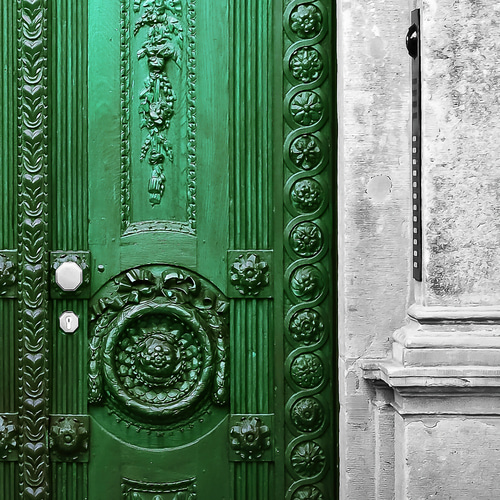 アートポスター 緑の扉 クラシックな玄関 洋館 アンティークドア