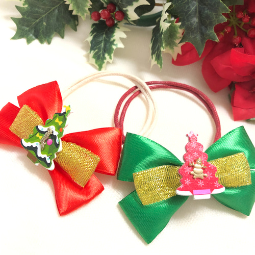 送料無料】クリスマスツリーリボン業務用チョーカー【28本セット