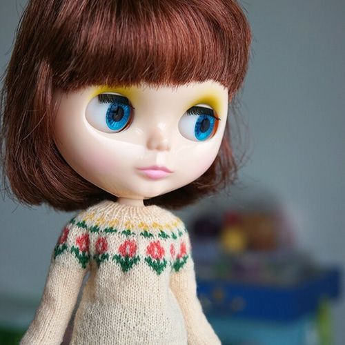 ドール服 オビツ11 ブライス ニットセーターお花 ob11ねんどろいど服1