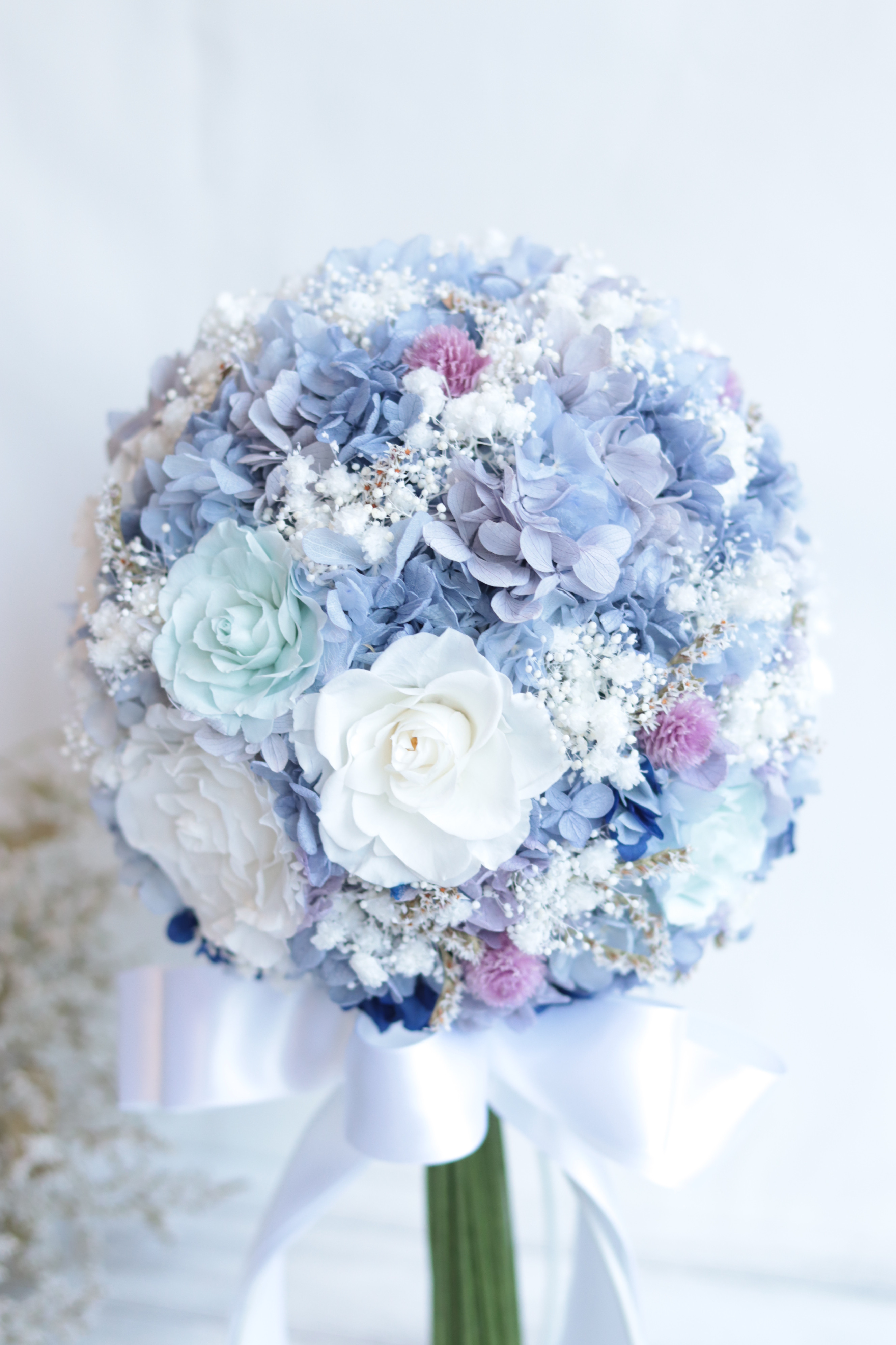 かすみ草ドライフラワーハンドメイド紫白マーブル素材ハーバリウム花