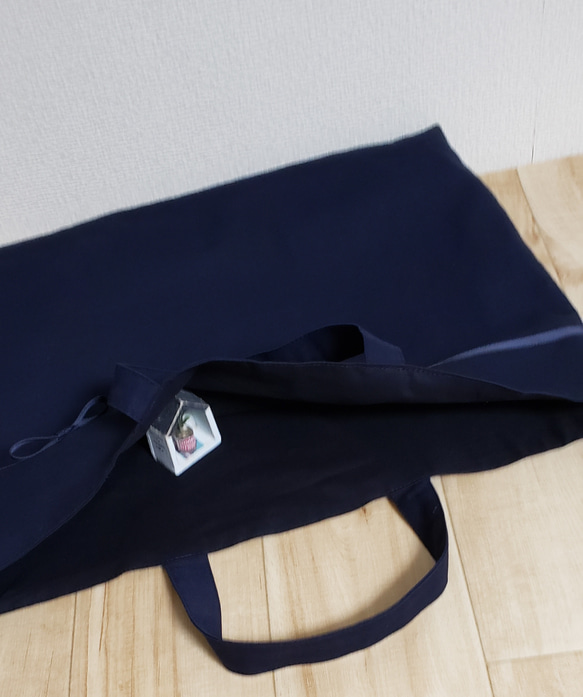 お受験用　シンプルなレッスンバッグ 紺リボン 5枚目の画像
