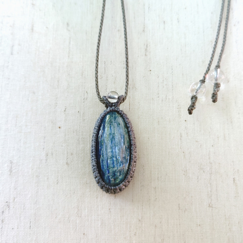 0.5mmマクラメ編み_カイヤナイトペンダント ネックレス・ペンダント