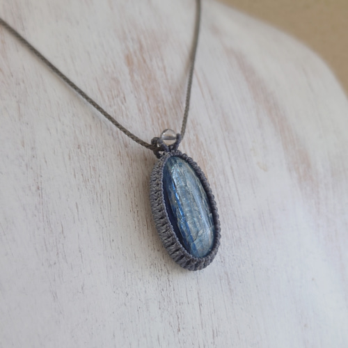 0.5mmマクラメ編み_カイヤナイトペンダント ネックレス・ペンダント