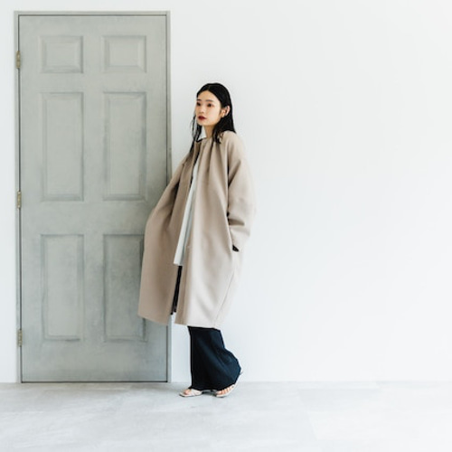UNTITLED フードコート　サイズ0 ベージュ Fano Studios】Lapel back slit trench coat FQ21W064