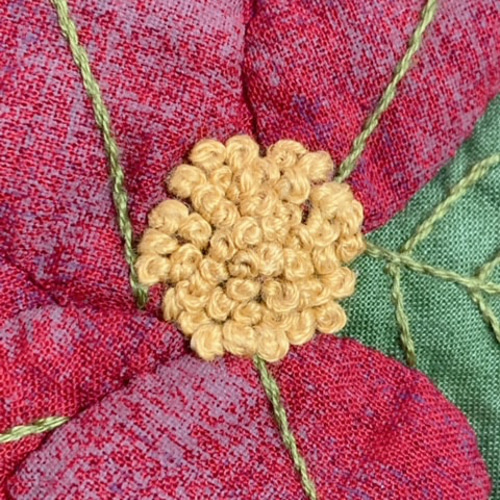 パッチワーク作製キット/クリスマス/ポインセチアリースのタペストリー