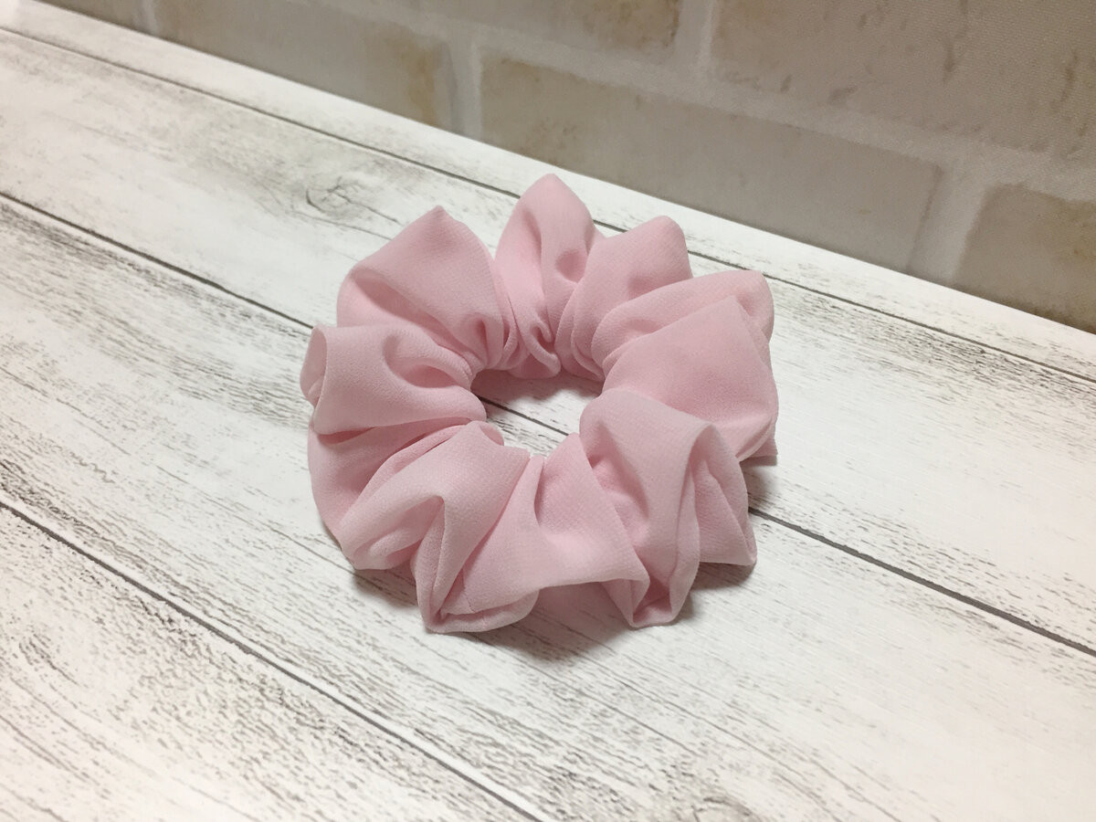 ハンドメイド シュシュ 5443（微光沢の楊柳シフォン80） ひだたっぷり 