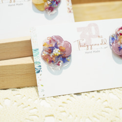 (手製)乾花花型耳環'紫色'  乾花/14K鍍金/耳環/飾品/送禮自用 第3張的照片