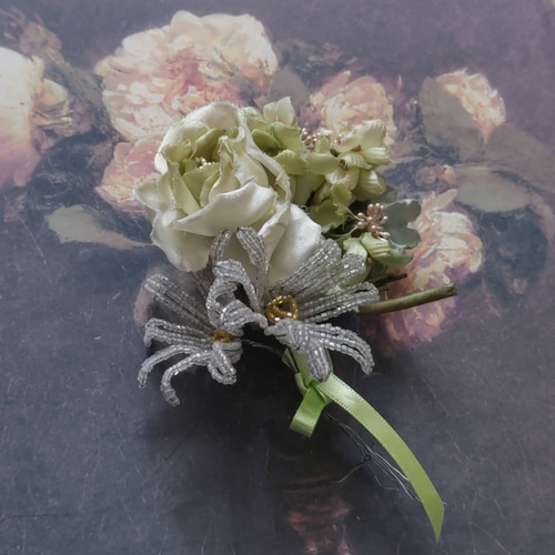 フランス　アンティーク　フレンチビーズフラワー　ビーズフラワーA 1900年代フランスアンティーク フレンチビーズフラワー 2本