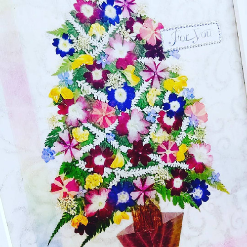 押し花アート❉銀世界のクリスマス❉押し花額 インテリア雑貨