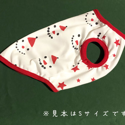 送料無料★タンクトップ レッド クリスマス スノーマン柄 犬服 XS〜 オーダー 2枚目の画像