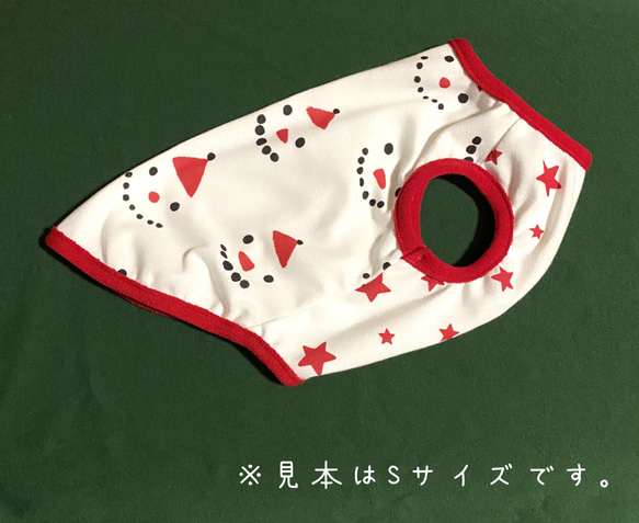 送料無料★タンクトップ レッド クリスマス スノーマン柄 犬服 XS〜 オーダー 2枚目の画像