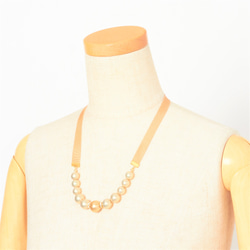 【ハンドメイドキット】リボンとパールのネックレス制作キット（ゴールド） 5枚目の画像