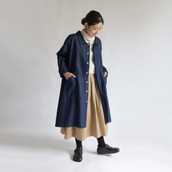 新作。98cm丈「 丸襟 大きなポケットAライン ロングコート