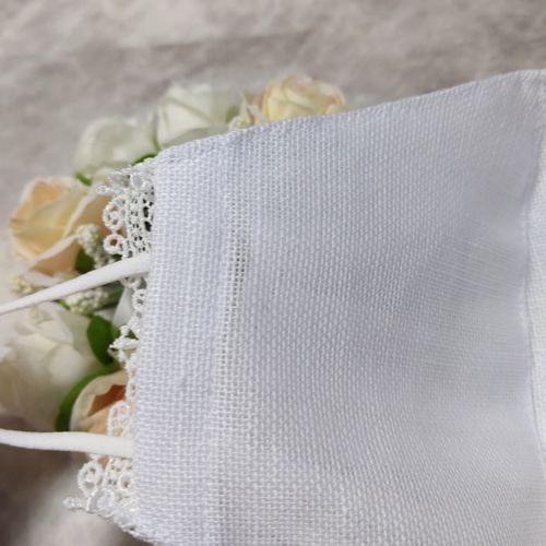 不織布マスクカバー キラキラホワイト刺繍 チュールレース マスク