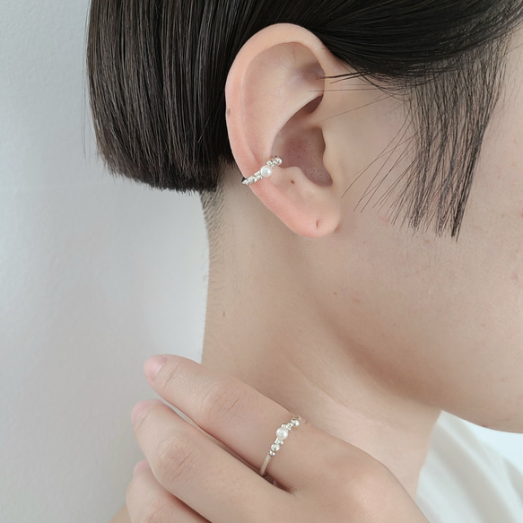 【Pearl ＋ Grains】Earcuff / SV925 ≪送料無料≫ KY-050C パール 秋冬 8枚目の画像