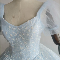 爽やかで優しいブルー カラードレス   可愛いリボン   プリンセスライン花嫁/結婚式/披露宴/ 3枚目の画像