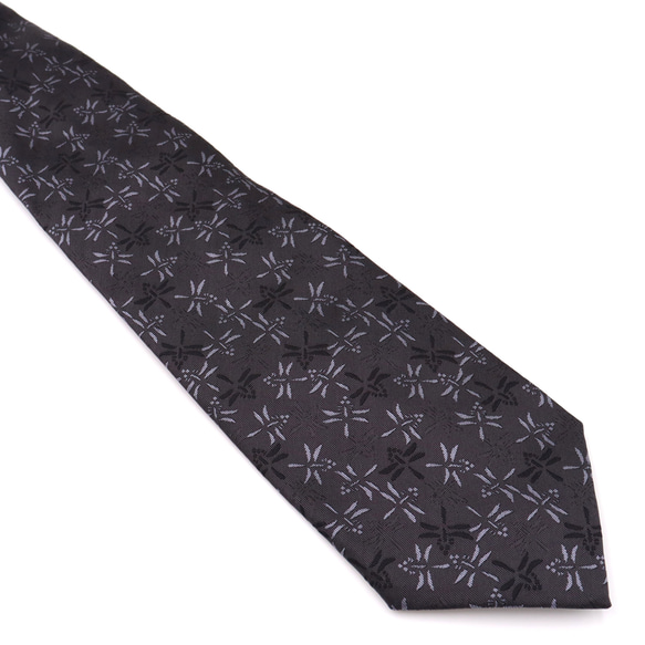 新柄　京の錦織　光峯錦織工房　日本の紋様を楽しむ　とんぼ　ネクタイ　黒 3枚目の画像
