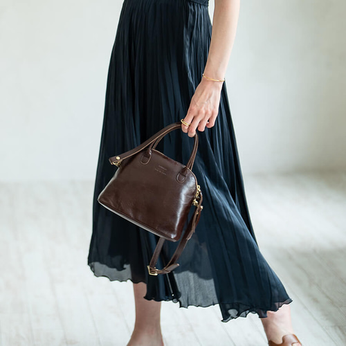 ふれ様ご購入予定❣️濱野ショルダーバッグ、ボストンバッグ　ダークブラウン チョコブラウン 本革 2Way ショルダーバッグ ボストンバッグ 軽量 S