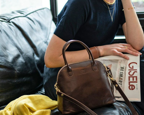 チョコブラウン 本革 2Way ショルダーバッグ ボストンバッグ 軽量 S