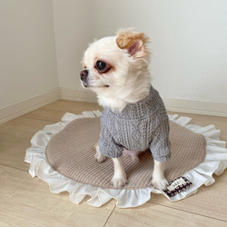 犬服　ハイネック　セーター　／　ベスト　【グレー】 4枚目の画像