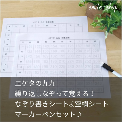 ☆新セット☆九九表セット＆なぞって覚える二桁の掛け算表セット 19×19 