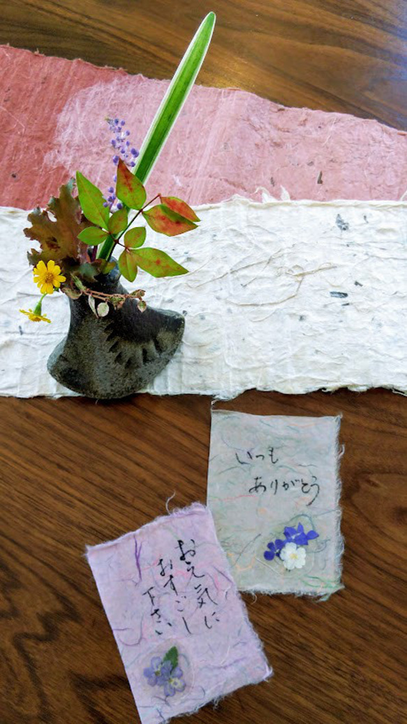 季節のそえぶみ｢夏｣　土佐手漉き和紙メッセージカード　押し花シール付き　グリーティングカード 13枚目の画像