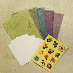 季節のそえぶみ｢夏｣　土佐手漉き和紙メッセージカード　押し花シール付き　グリーティングカード 1枚目の画像