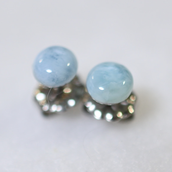 （獨一無二的物品）Larimar 耳釘（5 毫米，鈦柱） 第3張的照片