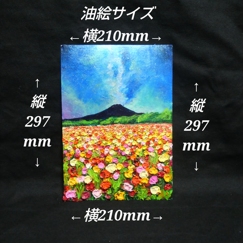 油絵 油彩 油彩画 絵 絵画 【星空のお花畑の富士山】 絵画 HR