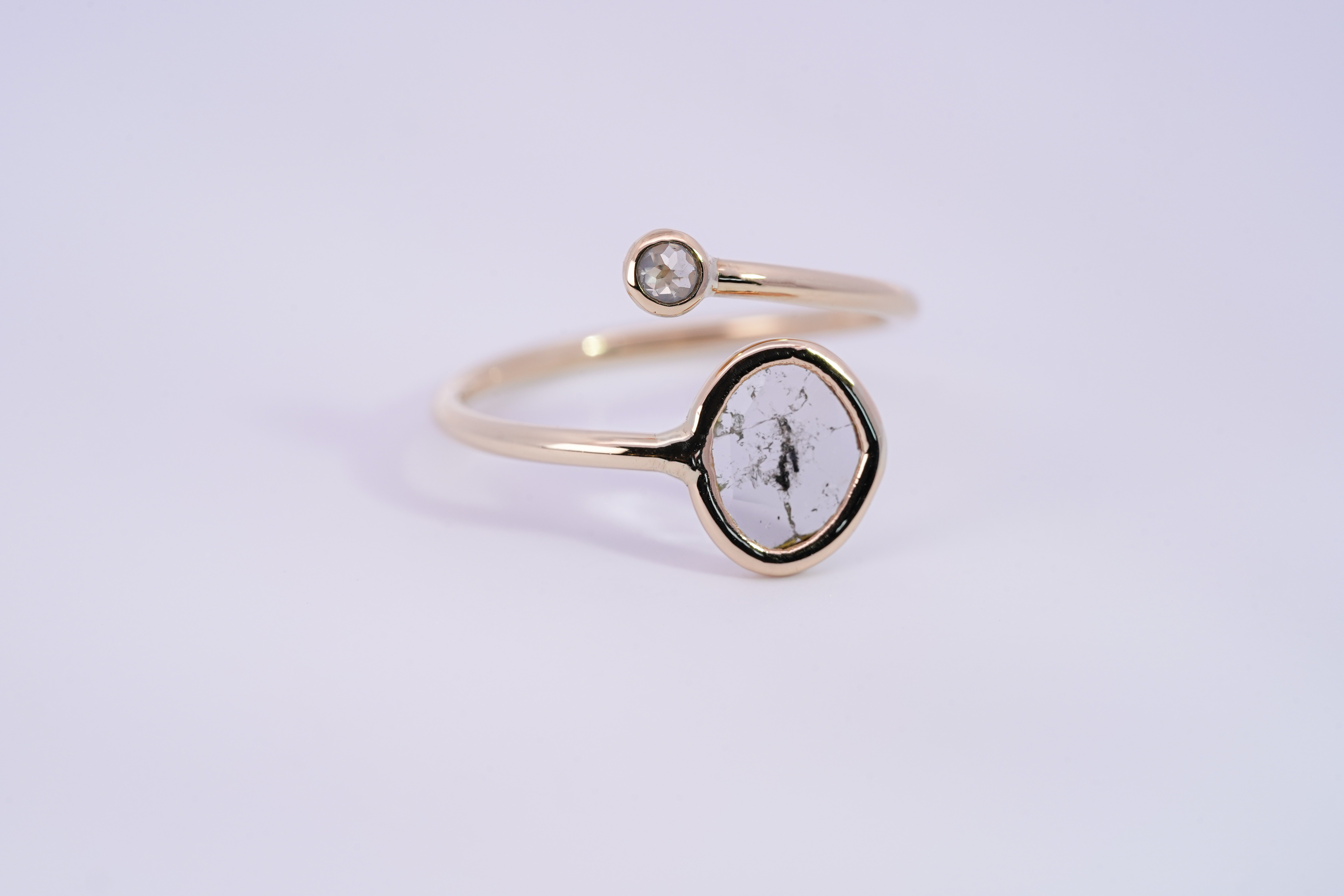 K18 YG スライスダイヤモンド with ローズカットリング 指輪・リング