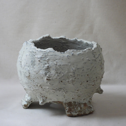 ごつごつ白玉陶製植木鉢 1枚目の画像