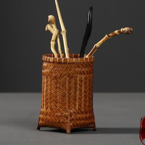 筆筒☆文房具☆書道品☆工芸品☆手作り☆竹細工☆置物 その他置物 純子